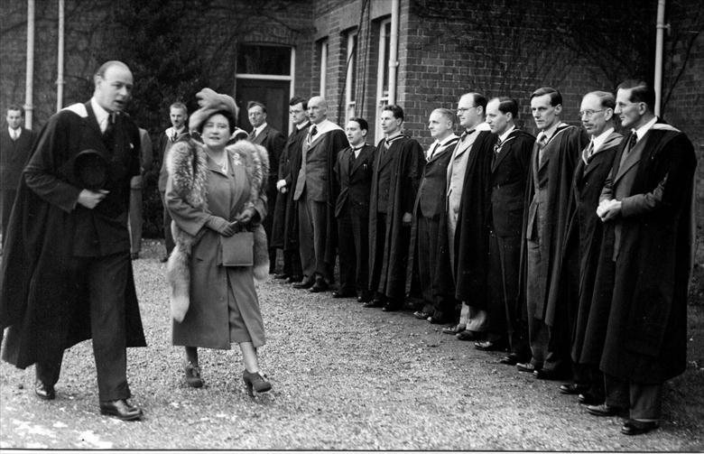 Photograph. Visit of Queen Elizabeth to Paston Grammar School (North Walsham Archive).
