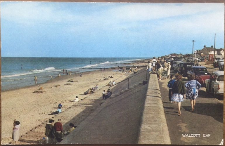 Photograph. Walcott seafront old postcard. (North Walsham Archive).