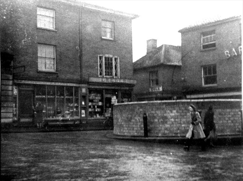 Photograph. Wartime market place, North Walsham (North Walsham Archive).